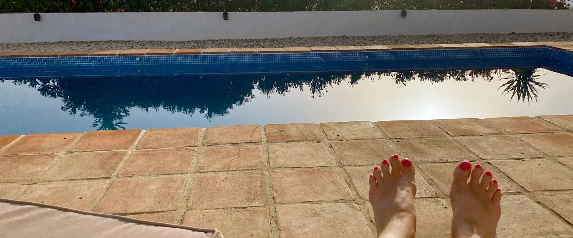 view from lounger at pool